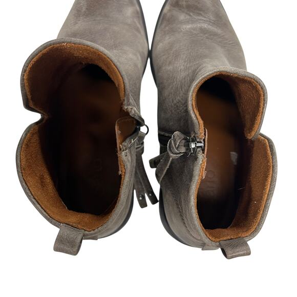 Modern Vintage Gray Leather Ankle Boots‎ Franco Sarto Minimalist Chic Size 8.5 - Picture 5 of 7